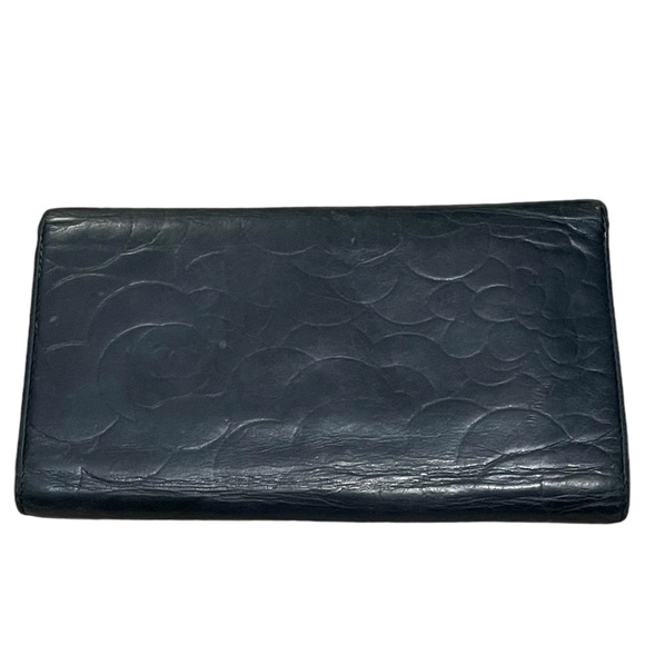 CHANEL Camellia Cocomark Trifold Long Wallet Leather Black - Picture 2 of 8
